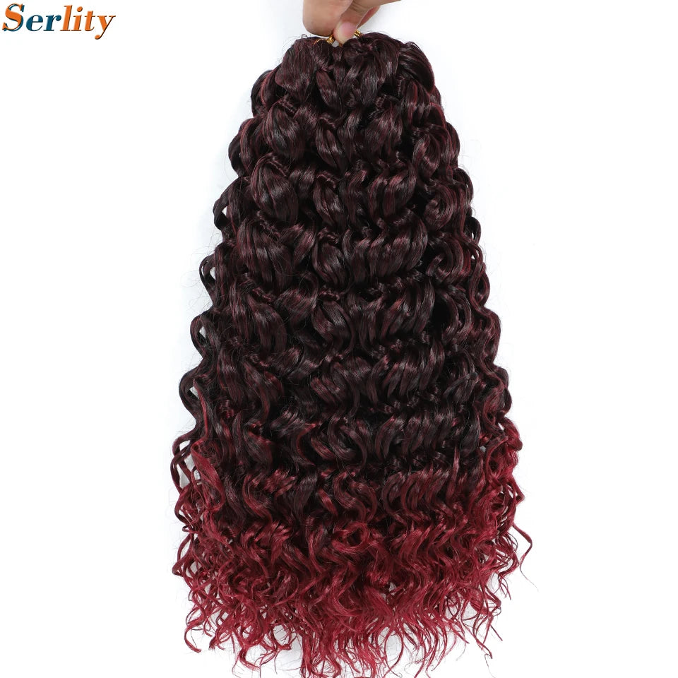 GoGo Curl Crochet Hair 14inch Curly Ocean Wave Synthetic Braiding Hair Jet Black Beach Curl Water Wave Deep Twist Crochet Braids