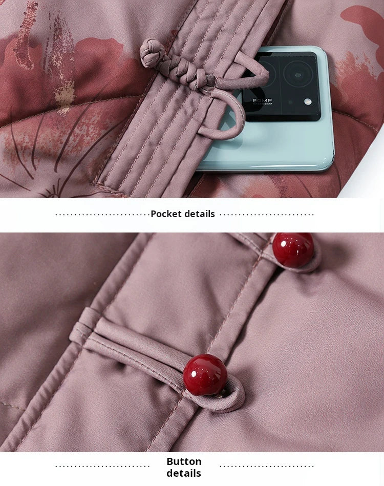 Women's Clothes Middle Aged Women Winter Jacket Long Warm Parkas Female printing Coat Thicken Cotton Padded Hooded Jacket