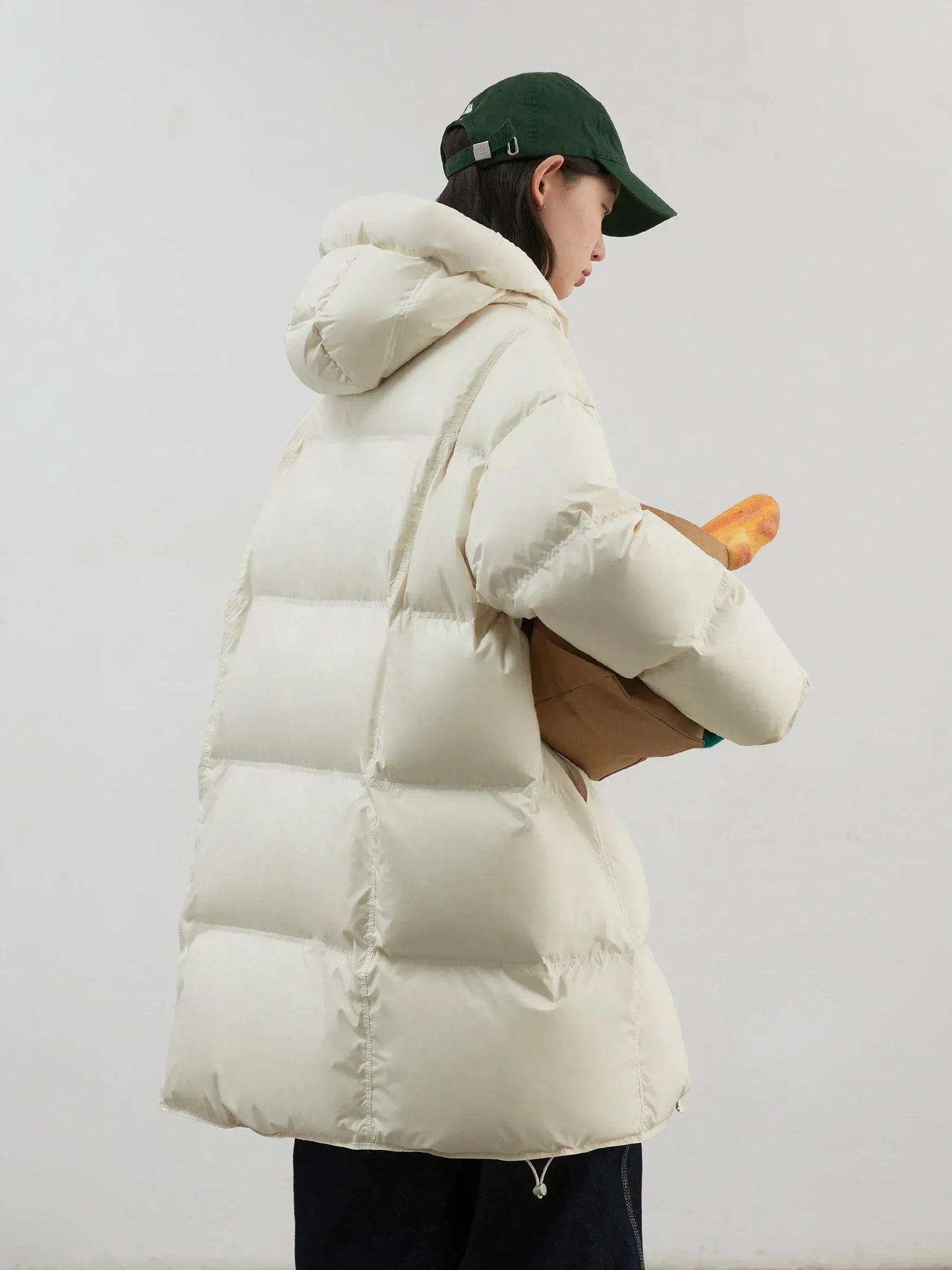 CHIC VEN Women Down Coats Loose New 90 White Duck Down Jacket Medium Long Hooded Female Down Jacket Autumn Winter 2024