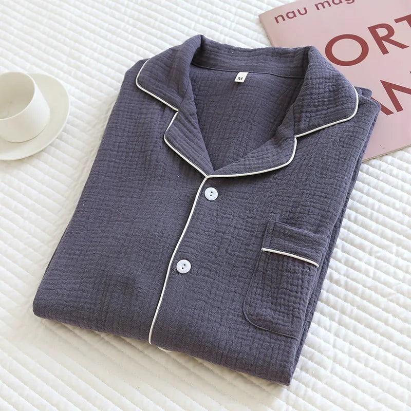 Women's Home Clothes Cotton Spring and Autumn Long Sleeved Long Pants Home Clothes Cardigan Simple Two-piece Pyjamas Set