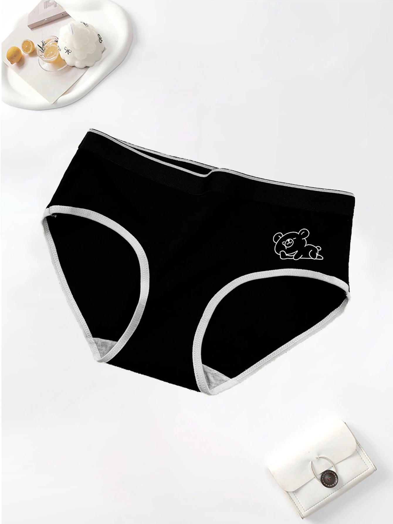 5PCS Cute Little Bear Home Daily Women's Panties, Casual Sports Yoga Breathable and Comfortable Mid-waist Women's Triangle Panti