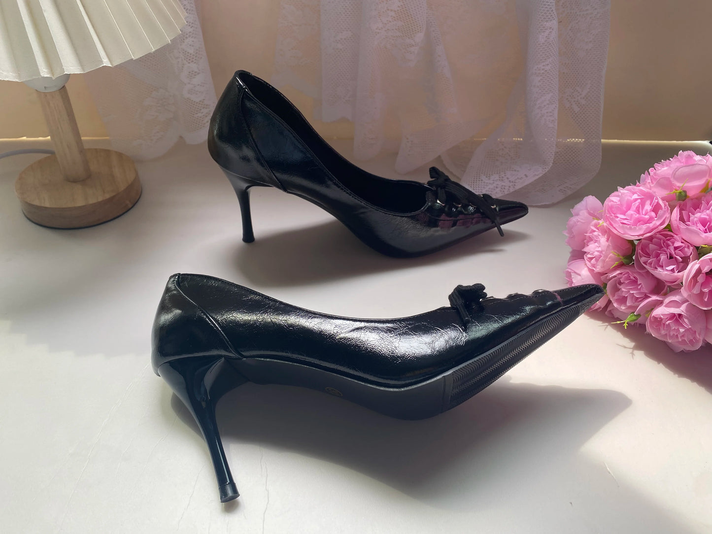 Sexy Leopard Print High Heels Women Black Pointed Toe Pumps Women Lace Up Elegant Designer Sandal Rhinestone Party Dress Shoes