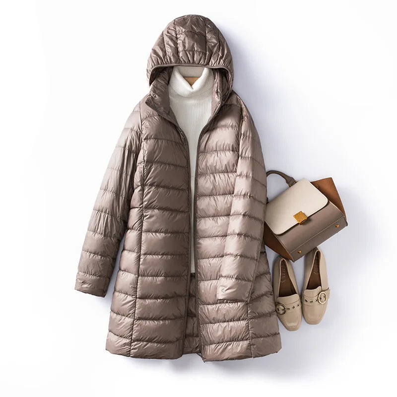 Autumn and Winter Women's New Detachable Down Jacket Temperament Commuter Fashion Warm Hooded Down Jacket Women's Outdoor Jacket