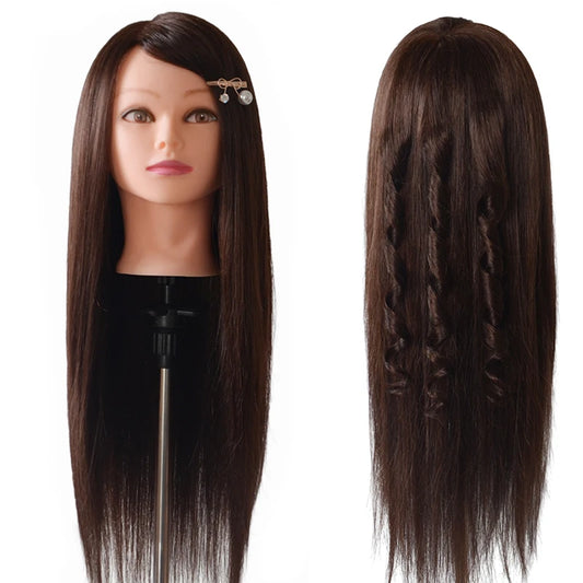 85% Human Hair Mannequin Head Doll Head with Hair Cosmetology Manikin Head Dummy Head for Hot Curl Iron Braiding Hairstyle