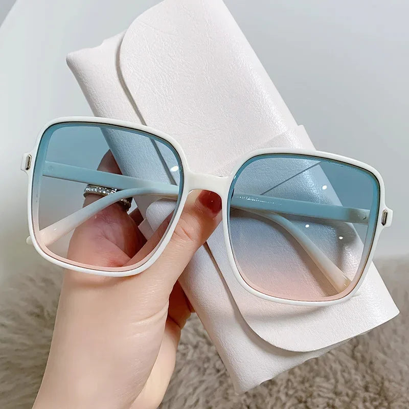 Men Women Oversized Sun Glasses Fashion Style Gradient Color Sunglasses Unisex Retro Square Frame Travel Goggle Shades Eyewear