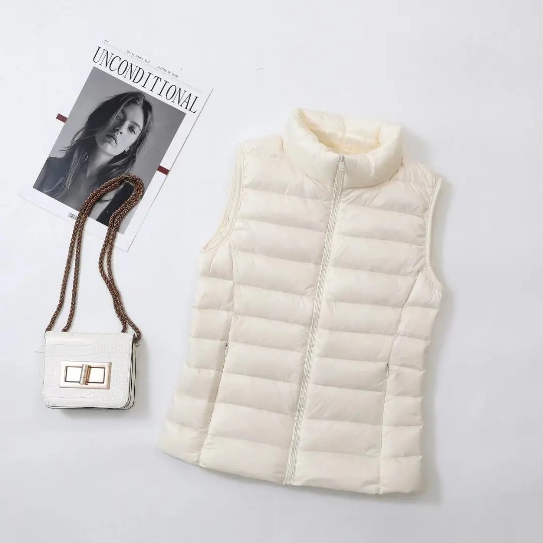 11 Colors Women Vest 2023 New Spring Female Windproof Lightweight Warm Waistcoat Sleeveless Puffer Coat White Duck Down Parka
