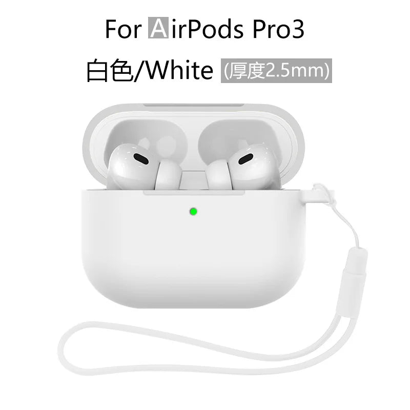 for AirPods Pro 3 Case Cover 2025 with Lanyard Soft Skin Silicone Protective Shockproof Case For AirPods Pro 3 Case Accessories