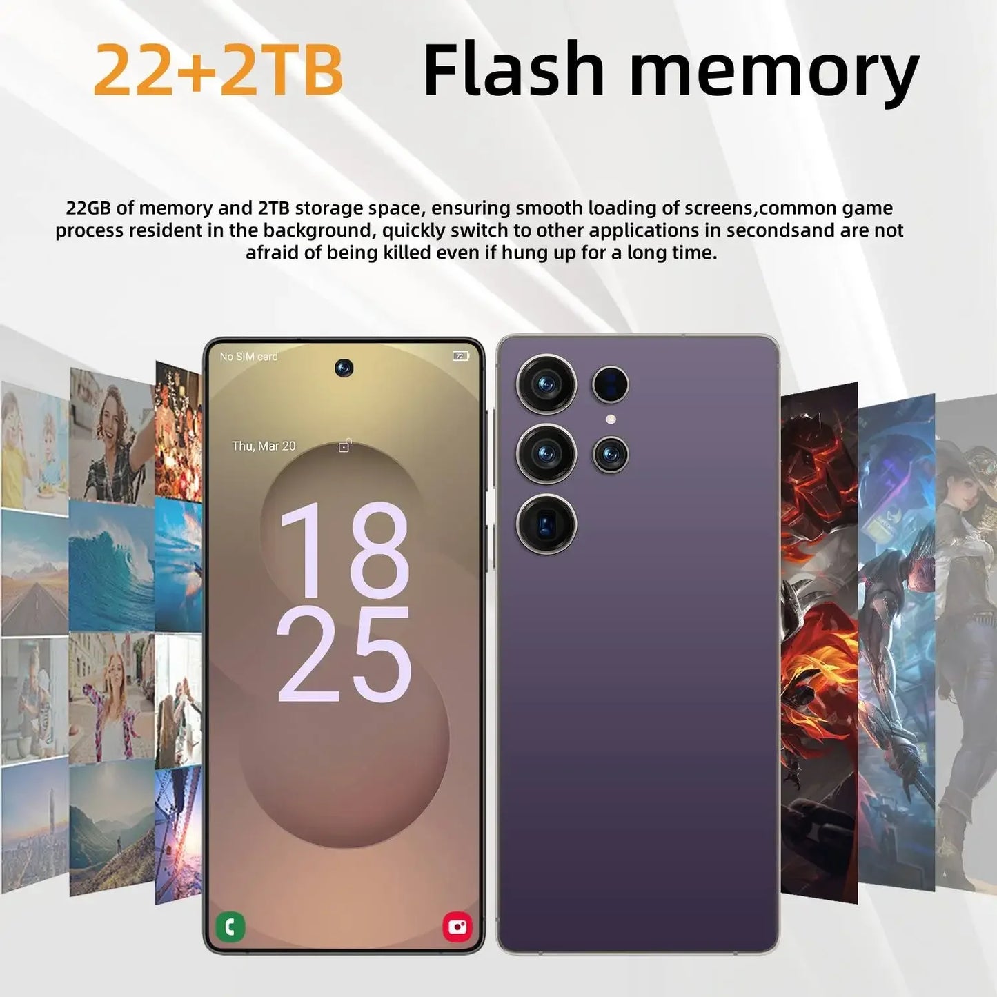 2025 NEW HOT S25 Ultra 22GB 2TB 7.3inch HD Global Edition Original Smart Dual Card 8000mAh Battery Facial Recognition Function