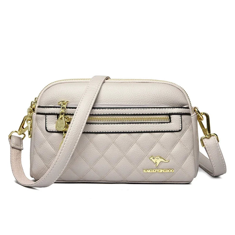 Women Soft Leather Shoulder Bag Simple Designer Solid Color Crossbody Bag Versatile Purses Messenger Commuter Shopper Sac A Main