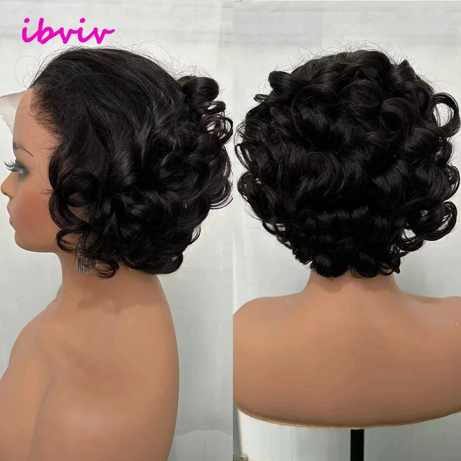 Super Double Drawn Glueless Wig 100% Human Hair Ready To Go 12inch Loose Deep 250% High Density 13x4 Transparent Lace Front Wigs