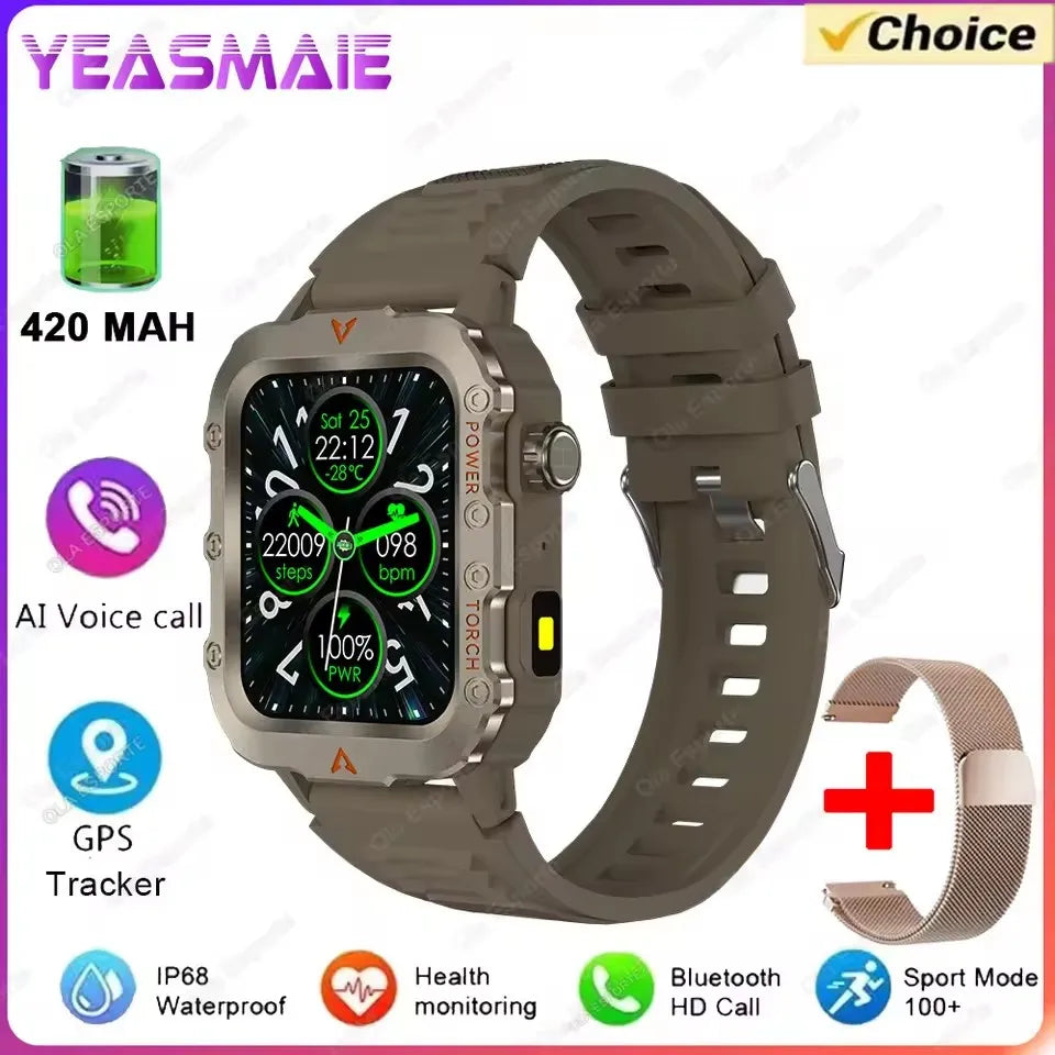 2025 New SmartWatch Men Militray Outdoor GPS Sport Watches Heart Rate Sleep Waterproof Smart Watch IOS Android