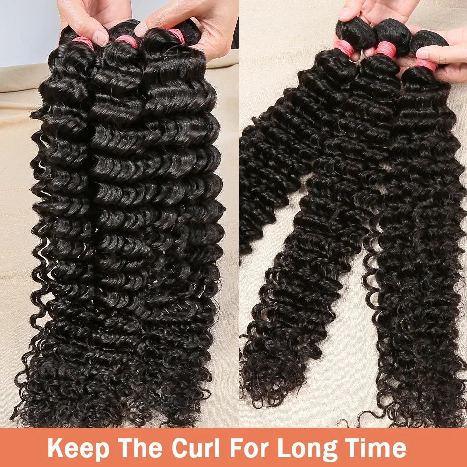 Burmese Curly Hair Bundles with Closure 4x4 Deep Wave Bundles Virgin Human Hair 100% Vietnamese Raw Human Hair Weave Extensions