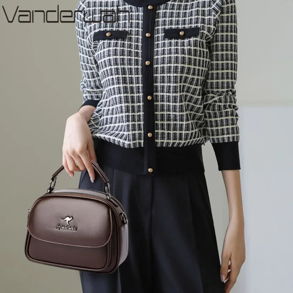 VANDERWAH Small Round Bag for Women Luxury Designer Handbag Lady High Quality Soft Leather Shoulder Bag Retro Color Commuter Sac