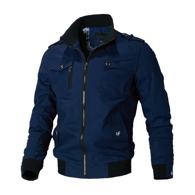 Spring and Autumn New Men's Plus Size Workwear Jacket Korean Version Trendy Slim Fit Military Top Casual Windproof Warm Jacket