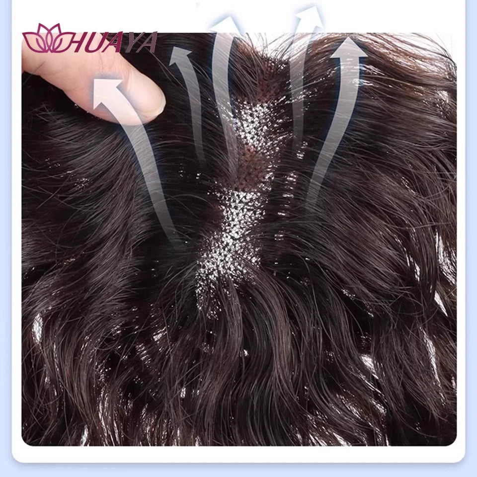 Synthetic Hair Toppers for Women Short Curly Clip In Hair Topper Wiglets with Middle part Bang Add Hair Volume Cover Gray Hair