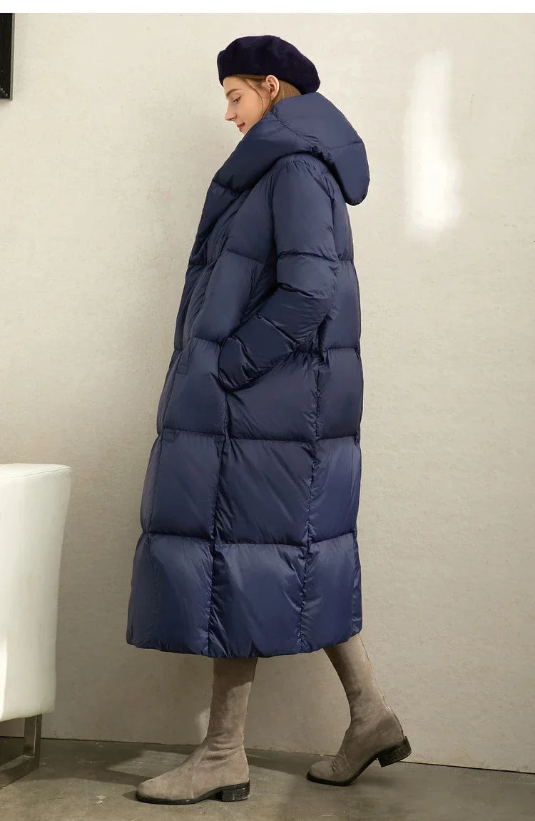 AMII Minimalist 2025 Down Jacket Coat Women Winter Warm Long Bread Puffer Coat Light Thick Quality Fashion Outerwear 12324060