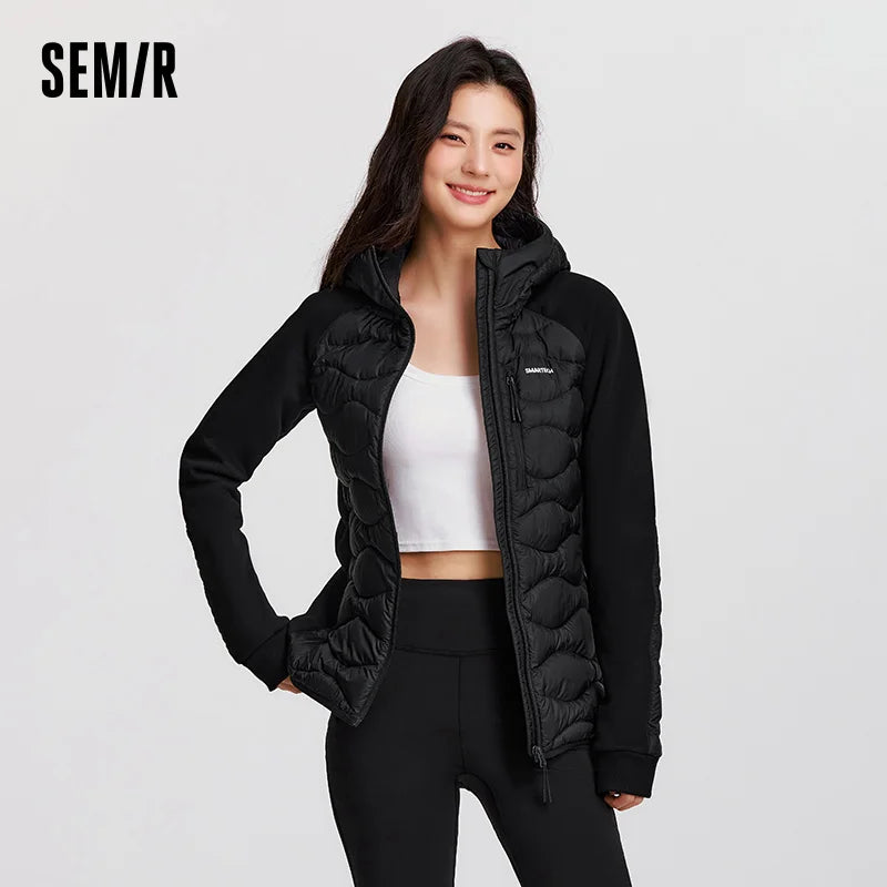 Semir Down Coats Women Slim Fit Patchwork Waterproof Fleece Raglan Sleeve 2025 Winter Clothes Woman New in Coats & Jackets