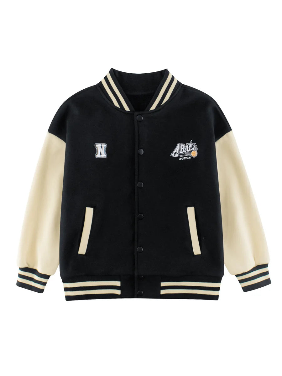 2024 Autumn Winter High Qualify Jacket for Boys Girls Fleece Cotton Zipper Casual Cartoon Baseball Capsule Coat Outerwear