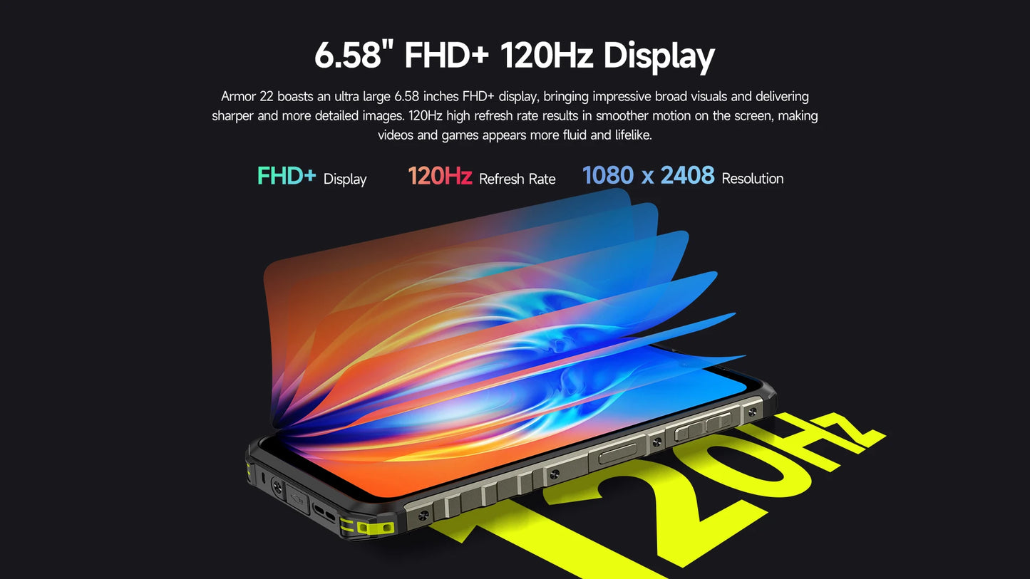 Ulefone Armor 22 Rugged Phone ,16GB (8GB+8GB) RAM ,128GB/256GB ROM , Android 13 Smartphone,NFC 64MP 4G Phone