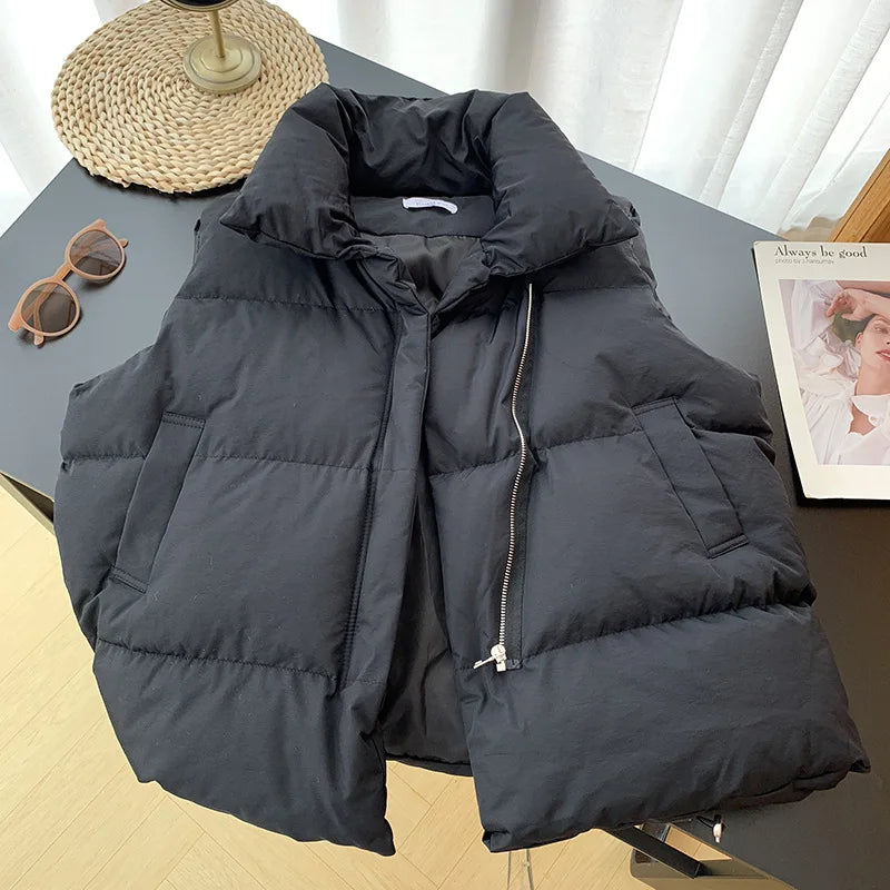 Loose down Feather Cotton Vest Bal Zipper Closure  Color Commute Sle Women's Vest Autumn Winter Faion Ladies' C...