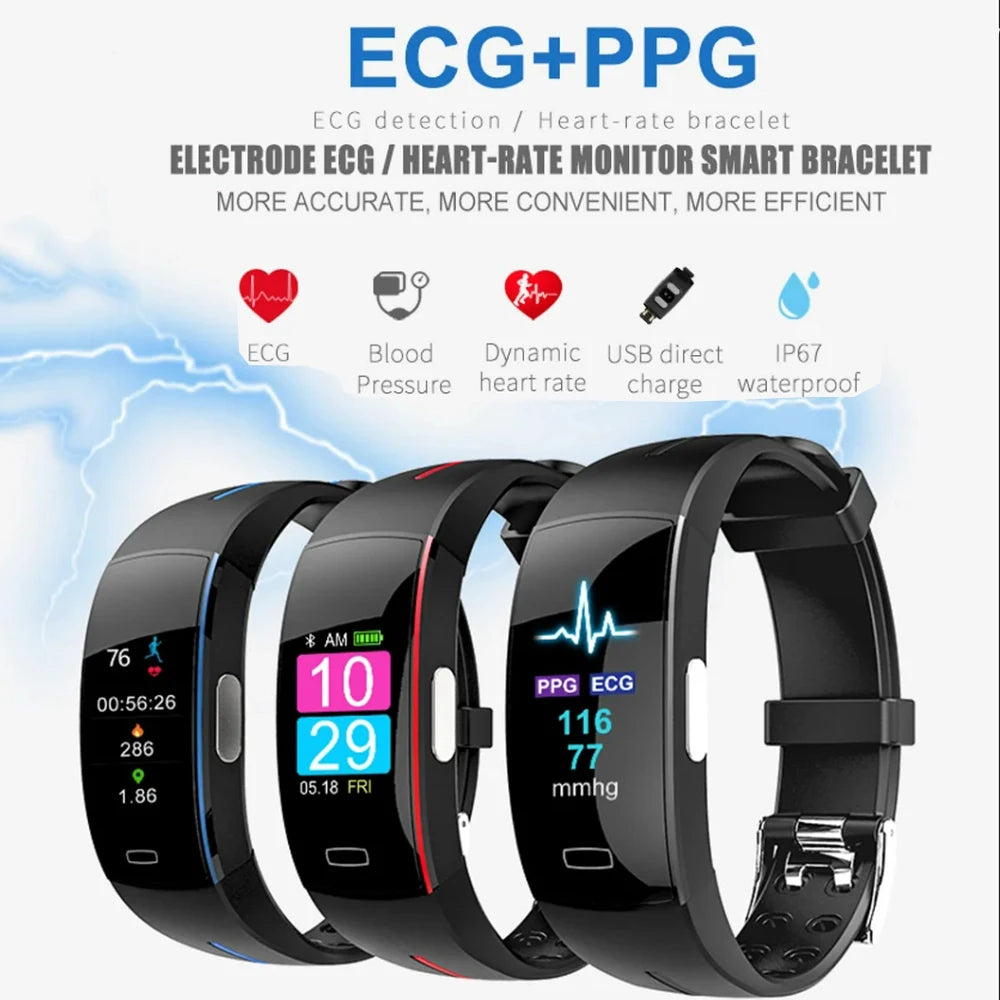 ECG+PPG Smart Bracelet Men Heart Rate Blood Pressure Oxygen Monitoring Healthy Smart Band IP67 Waterproof Sport Fitness Watch