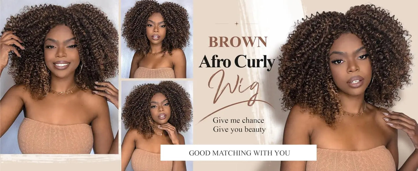 Synthetic Afro Kinky Curly Wigs for Women Kinky Curly Hair Wig, Short Full Wig Afro Bomb Curly Hair for Daily Party Use
