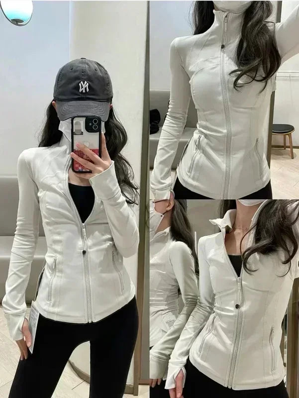 Yoga Clothes Women Define Jacket With Logo Wear Long Sleeve Full Zipper Sports Gym Workout Clothing Slim Fit Dupes Athletic
