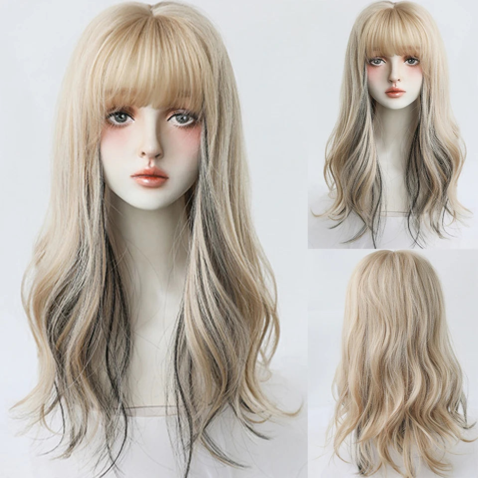 XIYUE Long Straight Black Wig With Bang Synthetic Wigs for Women Heat Resistant Natural Hair for Daily Halloween Cosplay Party