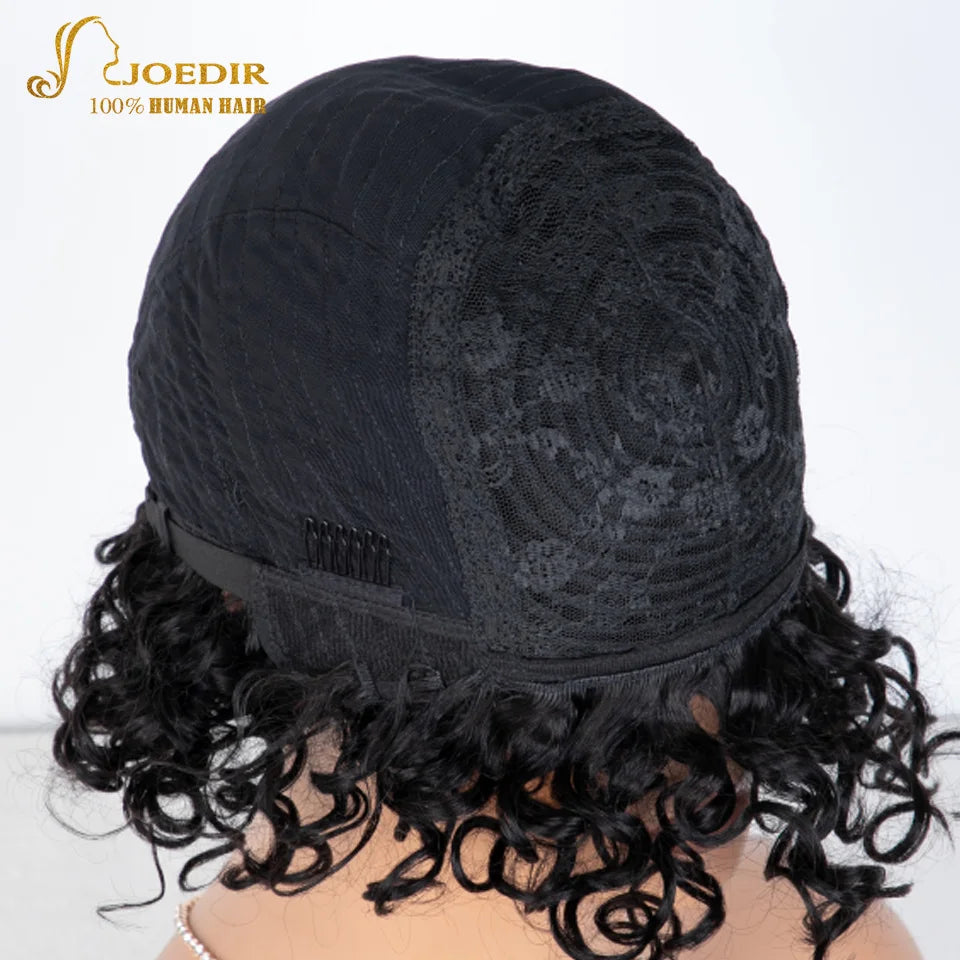 Joedir Black Short Afro Kinky Curly Bob 100% Human Hair Wig For Women Brazilian Remy Hair Full Machine Made Wear to go Daily Wig