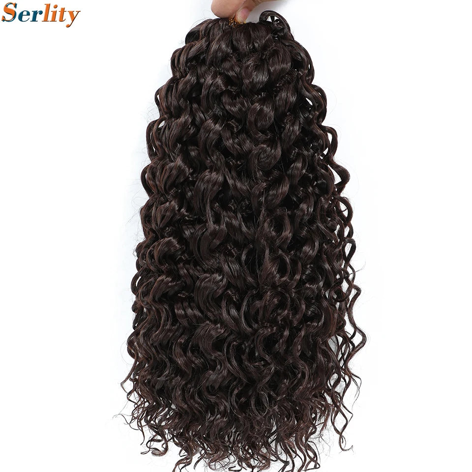 GoGo Curl Crochet Hair 14inch Curly Ocean Wave Synthetic Braiding Hair Jet Black Beach Curl Water Wave Deep Twist Crochet Braids