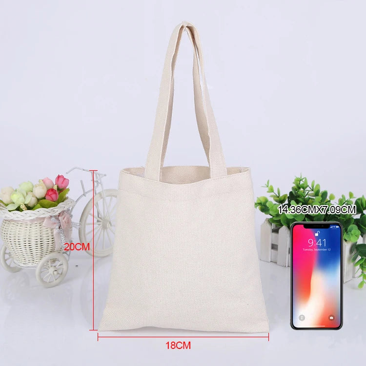 Wholesale Custom 50pcs/Lot Reusable Cotton Grocery Shopping Bags Printed logo High capacity Canvas Tote Bag