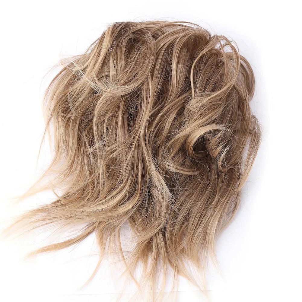 Messy Bun Hair Piece Synthetic Short Ponytail Extension Elastic Rubber Band Hair Buns Hair Pics for Women