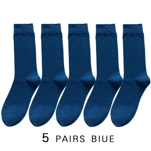 5 Pairs High Quality Spring Autumn Men's Cotton Socks Size38-45 Long Socks For Men Dress Socks Male Gifts Business Casual Sox