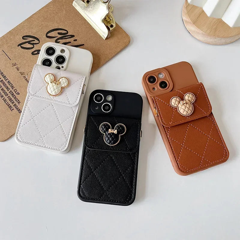 Cartoon Diamond Leather Wallet Case for Xiaomi Mi 14T 13T 12T 11T Redmi Note 14 Pro A5 14C Card Holder Crossbody Lanyard Cover
