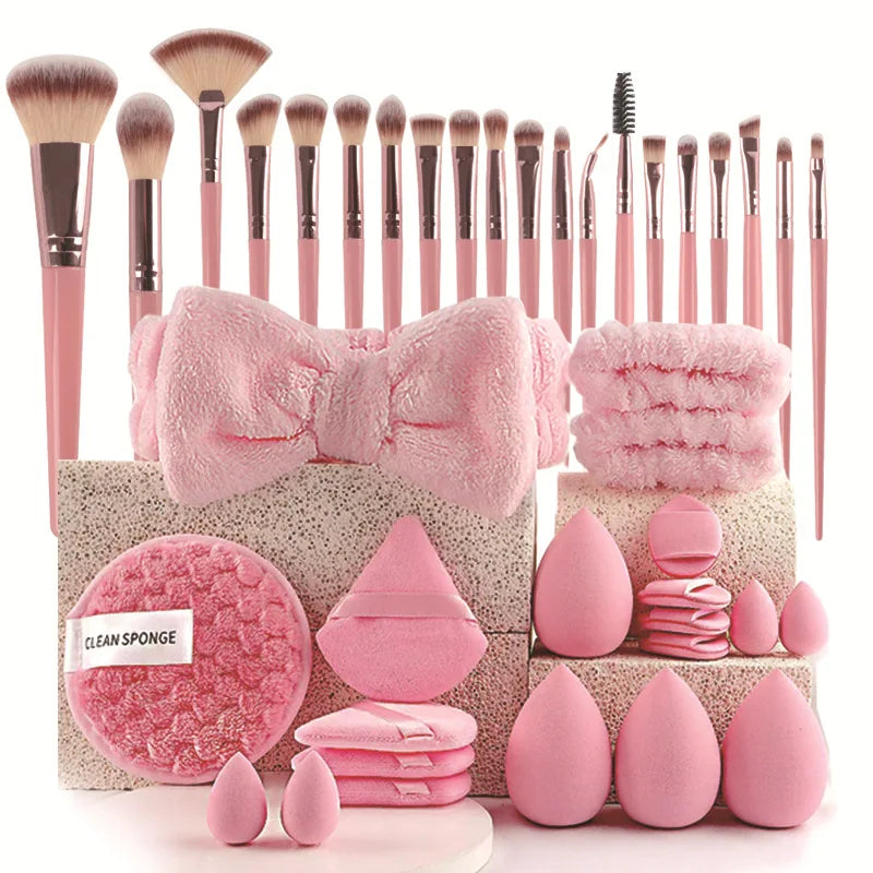 56-Piece Make up Brush Set (chocolate)- Full Face Cosmetics Kit , Eyeshadow Blending Brushes & Beauty Sponge  make up brushes