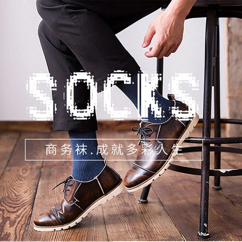 High-quality Harajuku Socks Men's mid-calf socks double-needle business and casual sock Long and warm autumn and winter socks