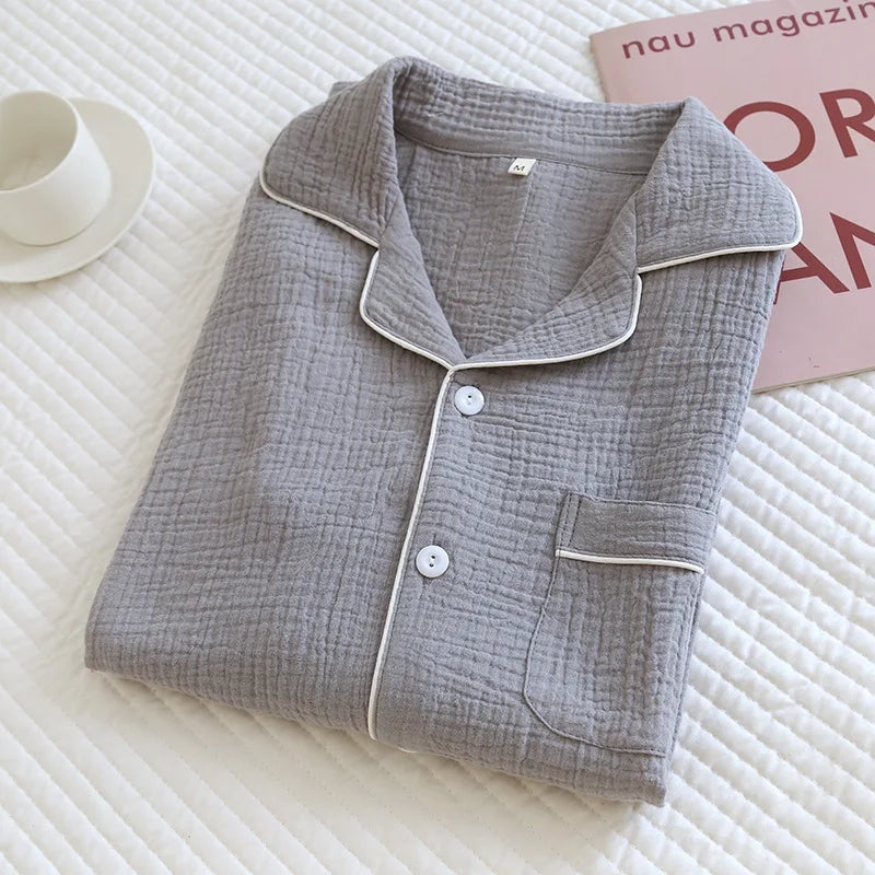 Women's Home Clothes Cotton Spring and Autumn Long Sleeved Long Pants Home Clothes Cardigan Simple Two-piece Pyjamas Set