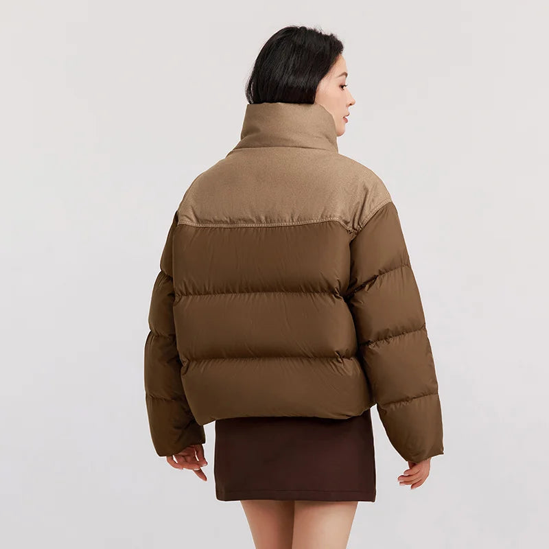Semir Down Jacket Women Waterproof Patchwork Oversize Stand Collar 2025 Winter New Trendy Coat