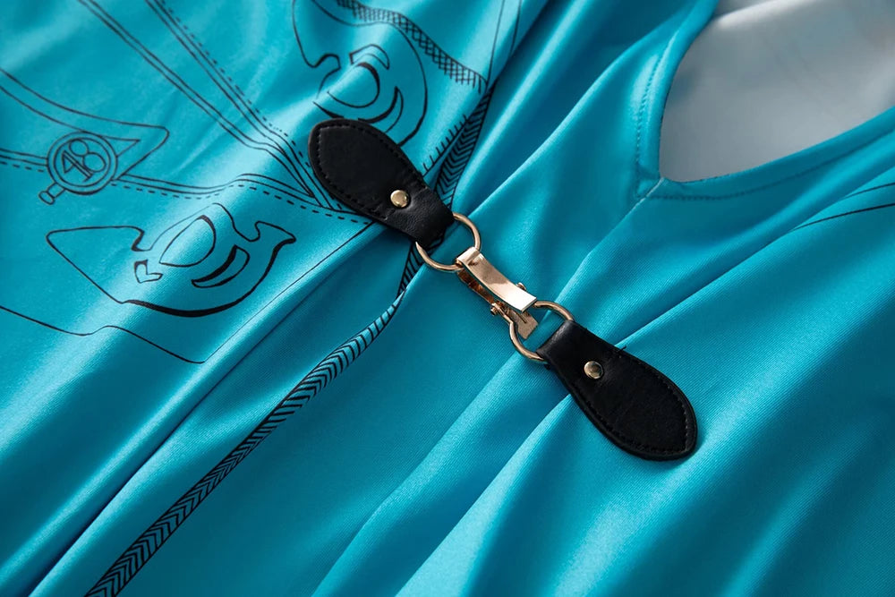 Women's Robes Sexy V Neck Batwing Sleeves Printed Loose Design Elegant Fashion Casul Long Dress Outerwear