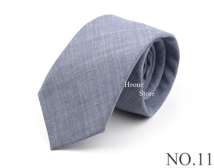 Novelty New Solid Color Ties For Men 100%Cotton Handmade High Quality Necktie Pink Green Orange 6.5cm Skinny Slim Ties Accessory