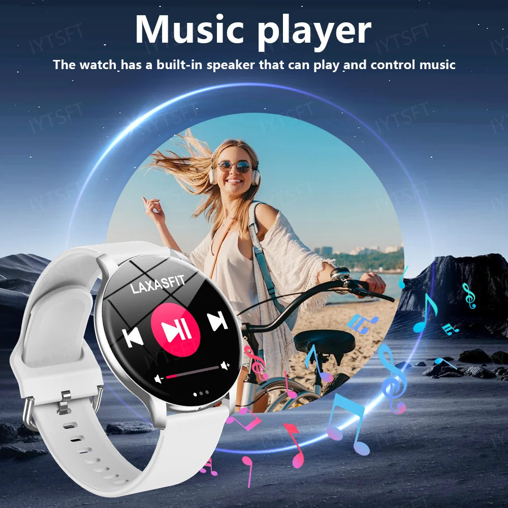 LAXASFIT New Smart Watch Men's Full Touch Screen Sports & Fitness Watch Bluetooth Talk Ladies Smart Watch for Android iOS