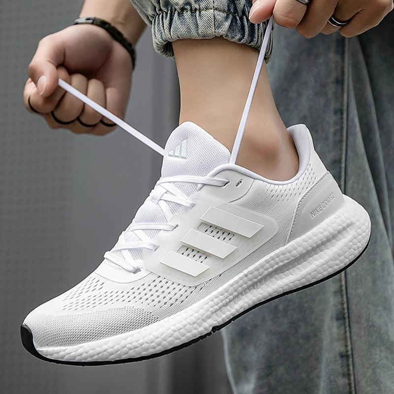 2025 New Summer  Lightweight High Quality Three Bars Mesh Popcorn Sports Running Shoes Couple Style36-45 Breathable Comfortable