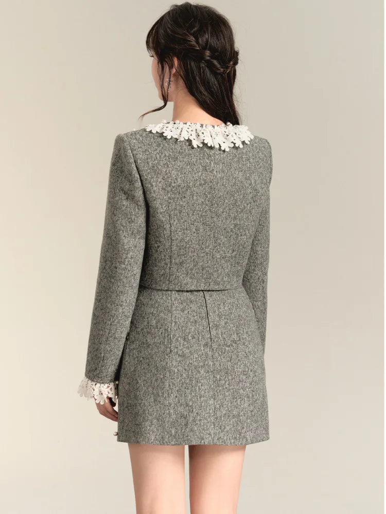 2024 new Winter clothes for women two piece set Jackets Coat + Skirt Female conjuntos para mujeres 2 piece sets women outfit