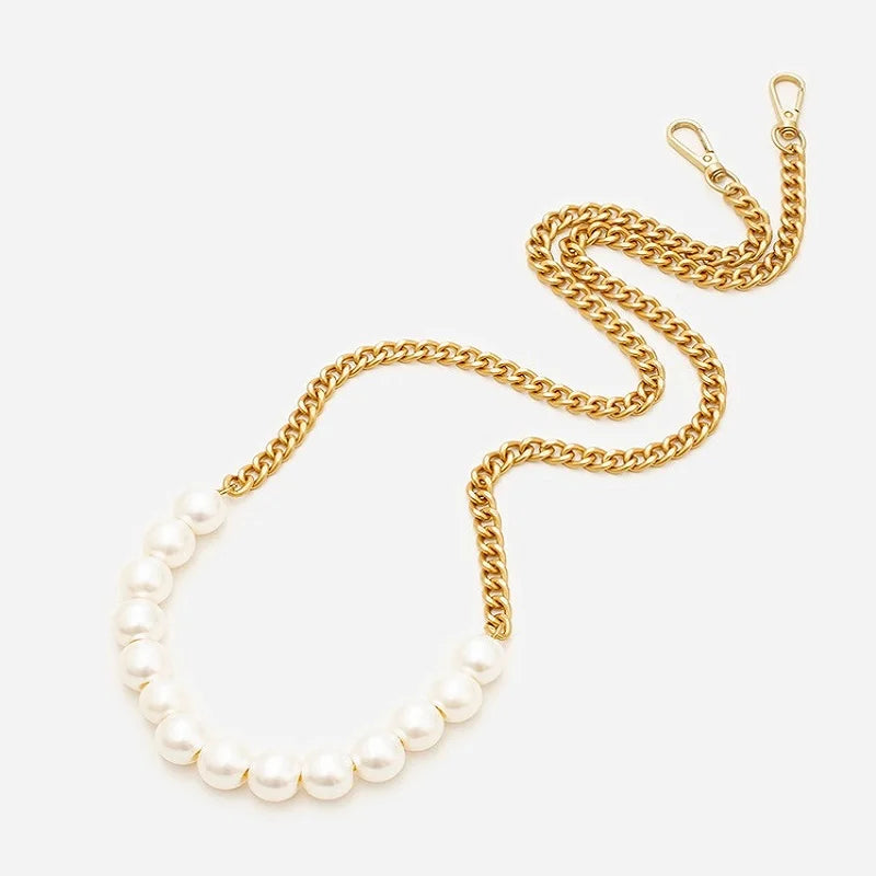 316L Stainless steel and Pearl Gold Silver Black Base Link Bag Chain Parts Accessories Strap Women Kpop Thick Belt Handbag