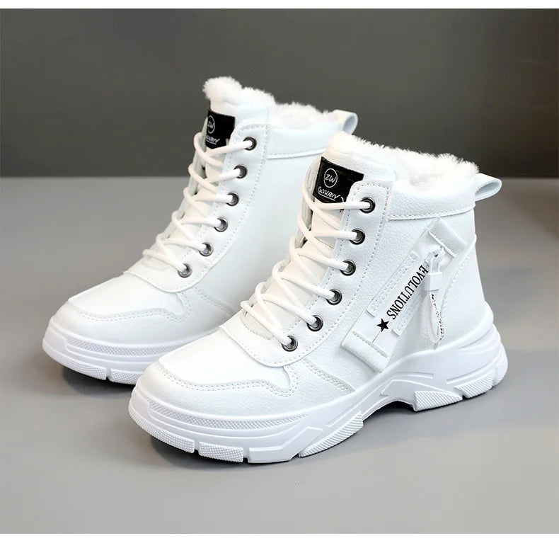 zapatos de mujer Designer Sneakers for Women Casual High Top Shoes Womens Winter Plush Lined Warm Thick Lace-up Sports Shoes