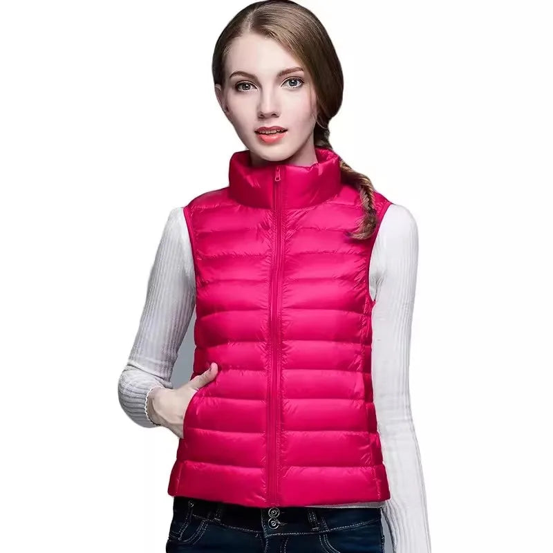 Autumn Ultra Lightweight Portable Tank Top Sleeveless Duck Down Coat Slim Fit Standing Collar Women's Down Vest Women's Coat