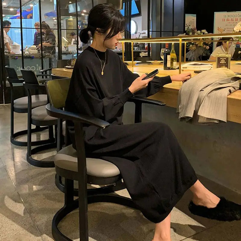 Long Clothes Dresses For Women Crochet Woman Dress Black Evening Knitted Robe Loose Maxi Offer Stylish New In Harajuku Y2k