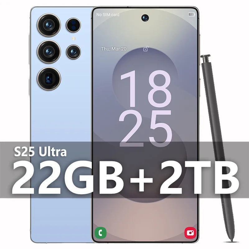 2025 NEW HOT S25 Ultra 22GB 2TB 7.3inch HD Global Edition Original Smart Dual Card 8000mAh Battery Facial Recognition Function