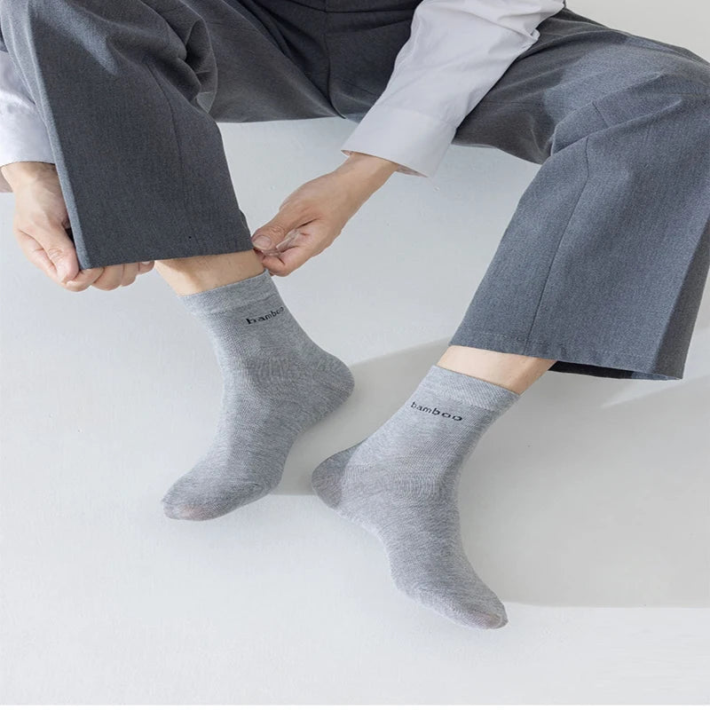 10/5Pairs Men Bamboo Socks Comfortable Breathable Casual Business Men's Crew Socks High Quality Guarantee Sox Male size 38-44