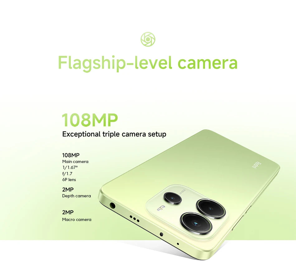 Xiaomi Redmi Note 14 4G NFC helium G99-Ultra 6,67 ''AMOLED screen 120 Hz 108 MP IA camera 5500 mAh battery,Charger Not Included